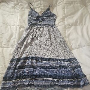 Japne Blue And White Midi Flare Dress Size Medium